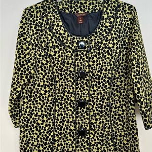 NEW Black & Lime Green Women's Jacket, Leopard Design, 3/4 Length Sleeves